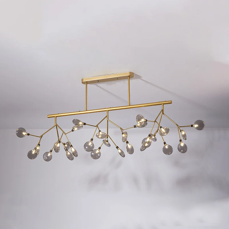 Luminaire d'îlot linéaire en métal, lampe à suspension LED moderniste avec conception de ramification Clearhalo