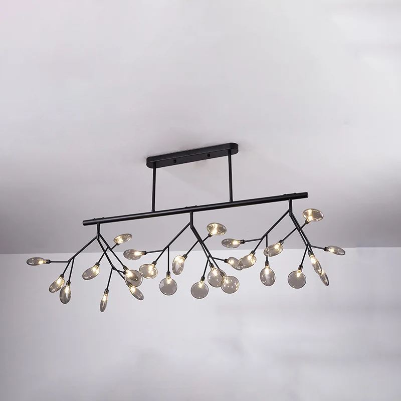 Luminaire d'îlot linéaire en métal, lampe à suspension LED moderniste avec conception de ramification Clearhalo
