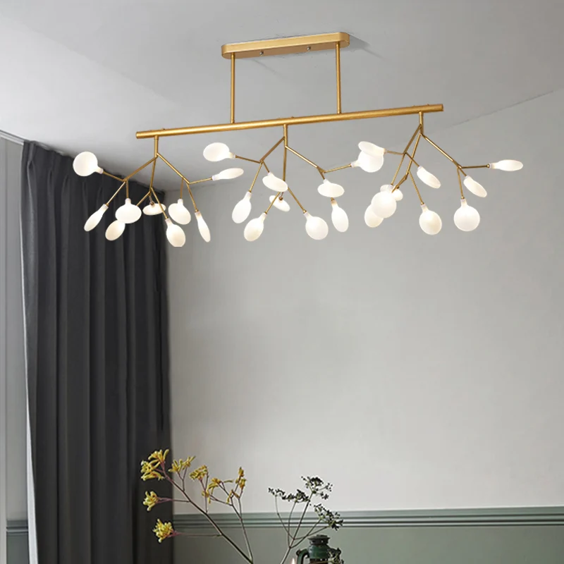 Luminaire d'îlot linéaire en métal, lampe à suspension LED moderniste avec conception de ramification Clearhalo