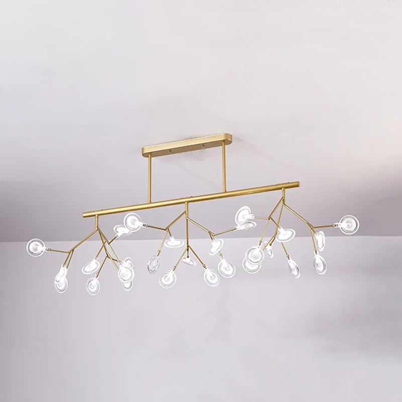 Luminaire d'îlot linéaire en métal, lampe à suspension LED moderniste avec conception de ramification Clearhalo