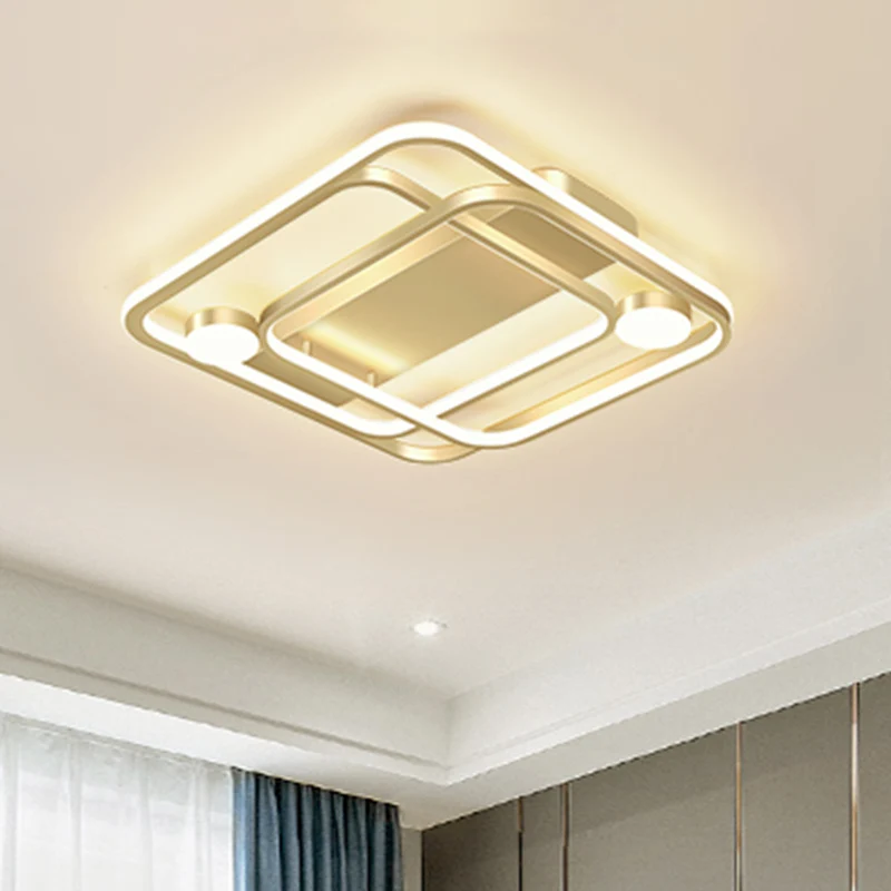 Luminaire encastré carré en acrylique, LED minimale, lampe encastrée en or, lumière blanche/chaude pour chambre à coucher...