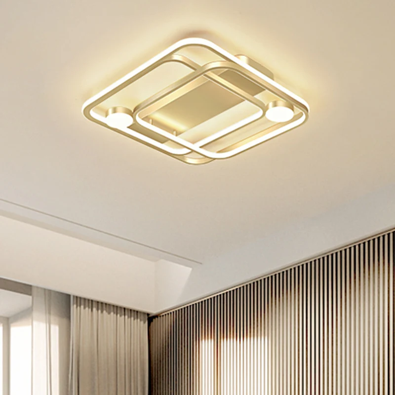 Luminaire encastré carré en acrylique, LED minimale, lampe encastrée en or, lumière blanche/chaude pour chambre à coucher...