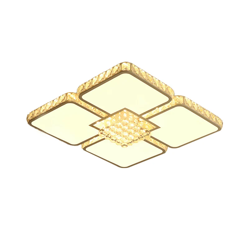 Luminaire encastré carré blanc plafonnier LED en cristal moderne pour chambre à coucher en lumière chaude/blanche Clearhalo