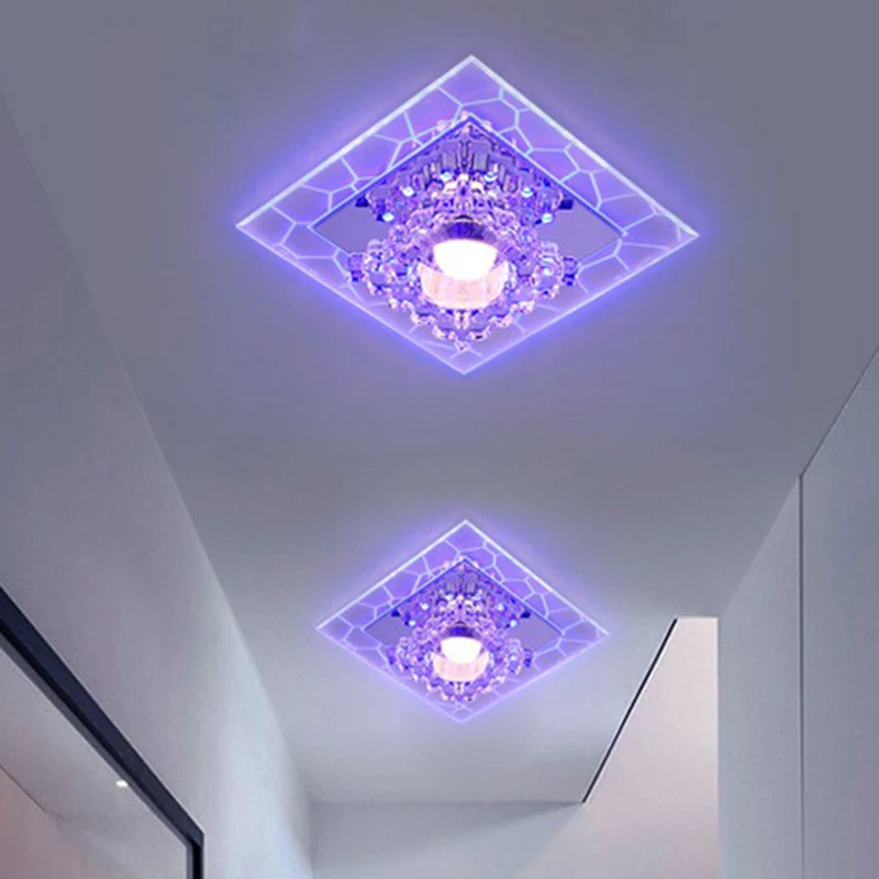 Luminaire encastré carré clair, éclairage de plafond LED en cristal de Style moderne pour hall d'entrée Clearhalo