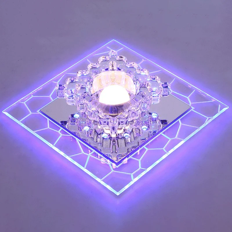 Luminaire encastré carré clair, éclairage de plafond LED en cristal de Style moderne pour hall d'entrée Clearhalo