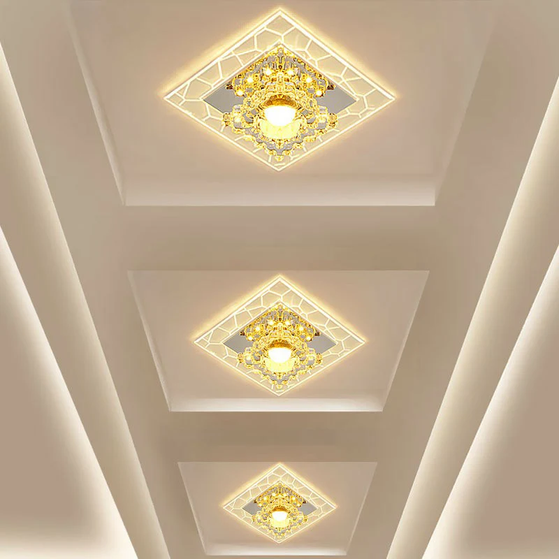 Luminaire encastré carré clair, éclairage de plafond LED en cristal de Style moderne pour hall d'entrée Clearhalo
