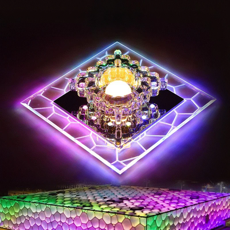 Luminaire encastré carré clair, éclairage de plafond LED en cristal de Style moderne pour hall d'entrée Clearhalo