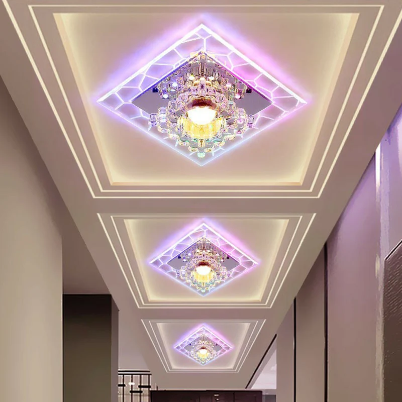 Luminaire encastré carré clair, éclairage de plafond LED en cristal de Style moderne pour hall d'entrée Clearhalo