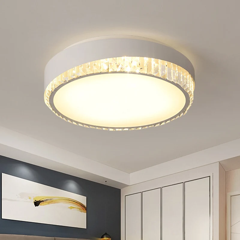 Luminaire encastré circulaire en acrylique Nordic 16,5"/20,5" W LED blanc avec déco en cristal clair, lumière chaude/blanc...