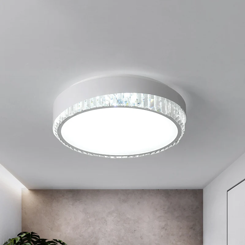 Luminaire encastré circulaire en acrylique Nordic 16,5"/20,5" W LED blanc avec déco en cristal clair, lumière chaude/blanc...