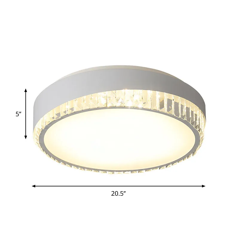 Luminaire encastré circulaire en acrylique Nordic 16,5"/20,5" W LED blanc avec déco en cristal clair, lumière chaude/blanc...