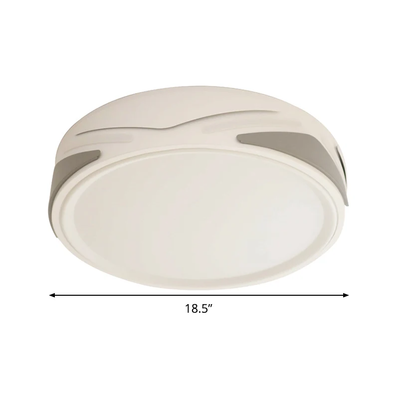 Luminaire encastré LED de 18.5 "/21.5" de large, plafonnier blanc moderne avec abat-jour rond en métal, lumière chaude/bla...