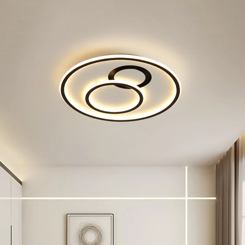 Luminaire encastré à LED en acrylique minimaliste, cercle extra fin, pour chambre à coucher, 16"/19,5" de diamètre, noir C...