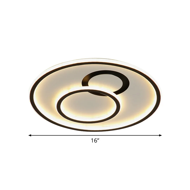 Luminaire encastré à LED en acrylique minimaliste, cercle extra fin, pour chambre à coucher, 16"/19,5" de diamètre, noir C...