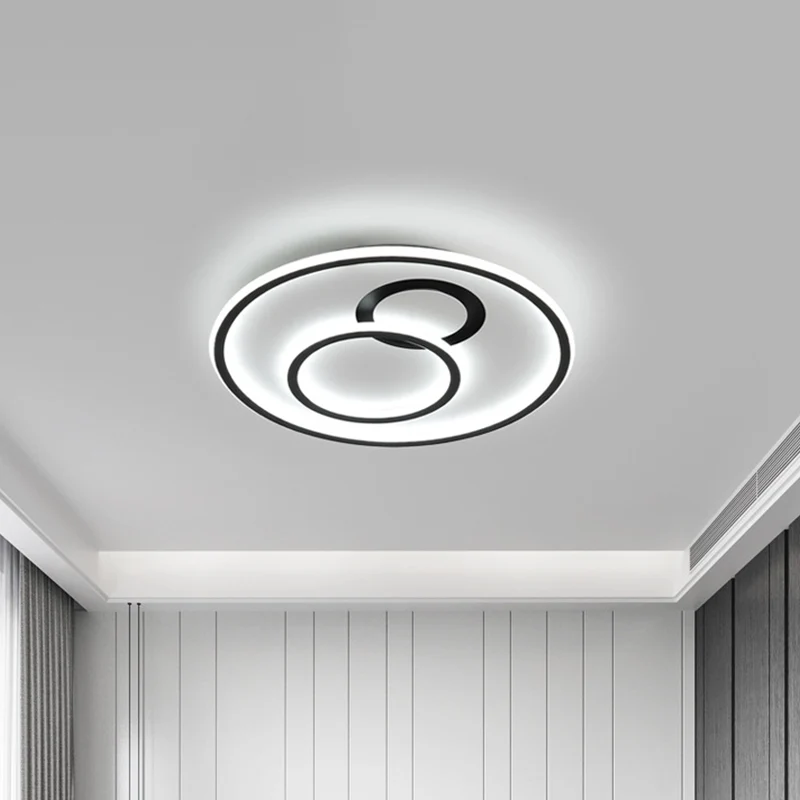 Luminaire encastré à LED en acrylique minimaliste, cercle extra fin, pour chambre à coucher, 16"/19,5" de diamètre, noir C...