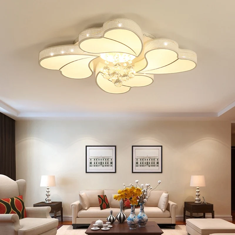 Luminaire encastré à LED en forme de fleur 20,5"/24,5"/28,5" W Éclairage encastré simple en cristal blanc pour le salon en...