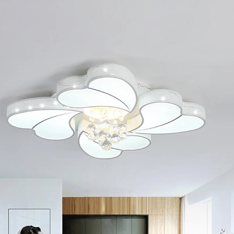Luminaire encastré à LED en forme de fleur 20,5"/24,5"/28,5" W Éclairage encastré simple en cristal blanc pour le salon en...