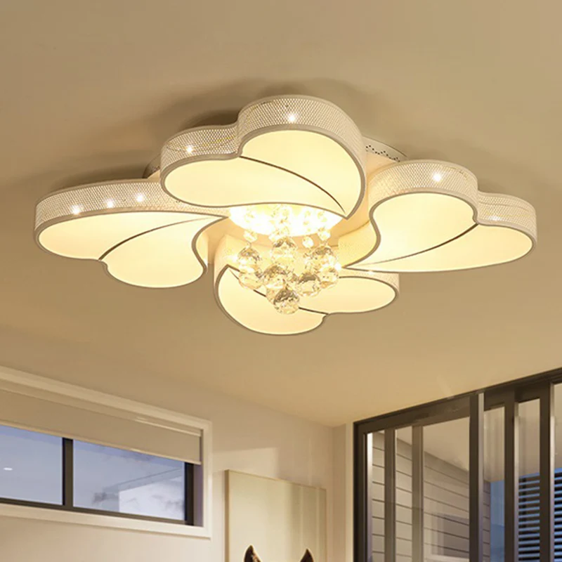 Luminaire encastré à LED en forme de fleur 20,5"/24,5"/28,5" W Éclairage encastré simple en cristal blanc pour le salon en...