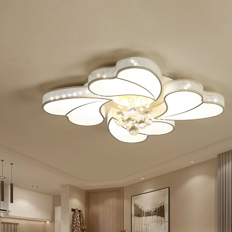 Luminaire encastré à LED en forme de fleur 20,5"/24,5"/28,5" W Éclairage encastré simple en cristal blanc pour le salon en...