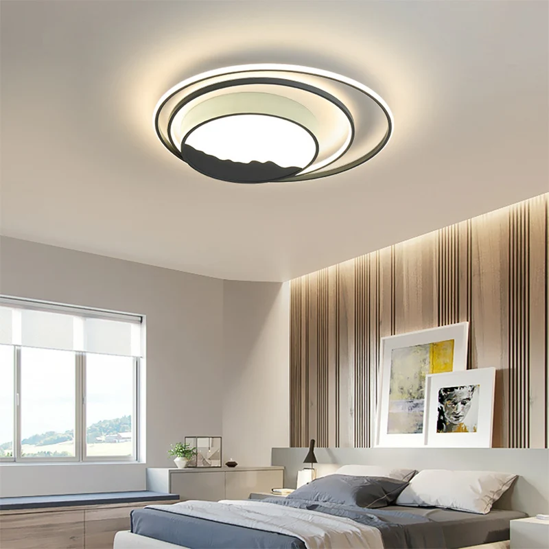 Luminaire encastré de plafond à anneau circulaire de style contemporain en acrylique LED pour chambre à coucher en gris Cl...