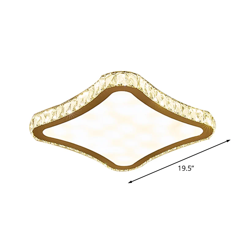 Luminaire encastré au plafond carré, éclairage moderne à LED en cristal biseauté chromé, 11"/15"/19,5" W Clearhalo