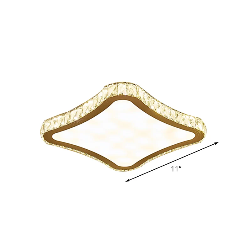 Luminaire encastré au plafond carré, éclairage moderne à LED en cristal biseauté chromé, 11"/15"/19,5" W Clearhalo