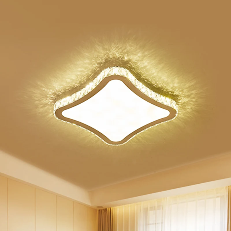 Luminaire encastré au plafond carré, éclairage moderne à LED en cristal biseauté chromé, 11"/15"/19,5" W Clearhalo