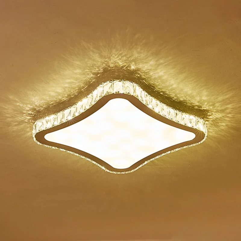 Luminaire encastré au plafond carré, éclairage moderne à LED en cristal biseauté chromé, 11"/15"/19,5" W Clearhalo