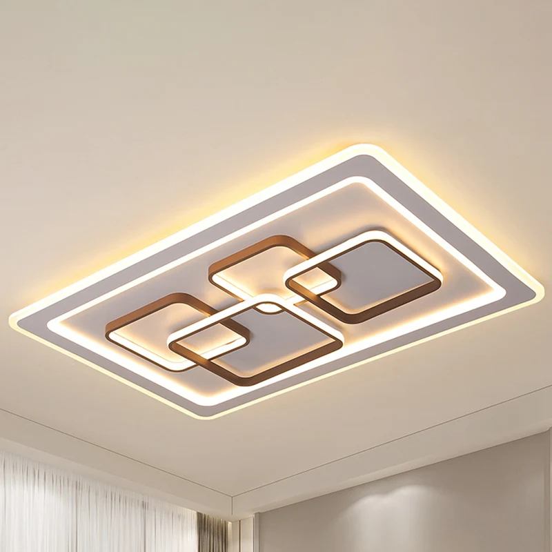 Luminaire encastré rectangulaire en acrylique, LED minimaliste, montage encastré au plafond blanc pour le salon Clearhalo