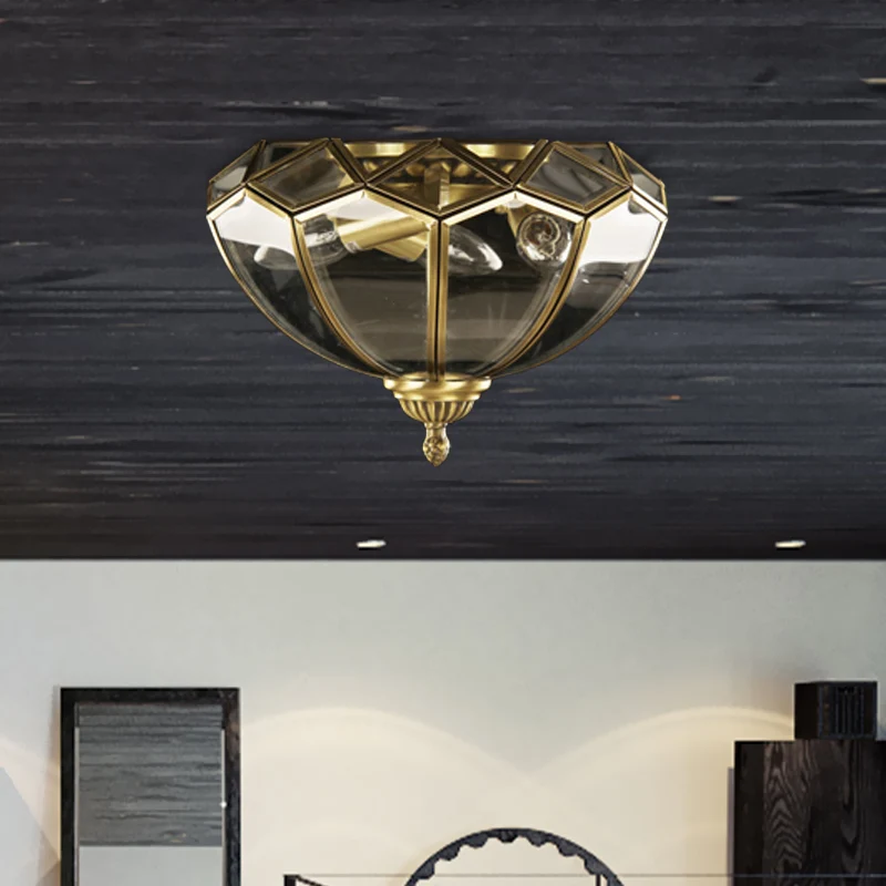 Luminaire encastré en verre biseauté transparent en forme de panier, éclairage de plafond traditionnel à 3 lumières Clearhalo