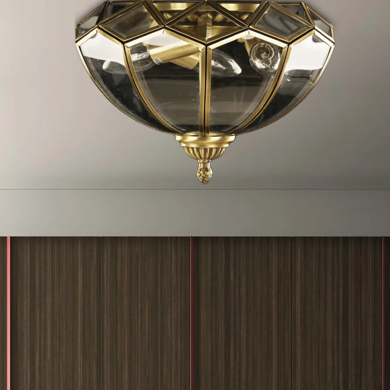 Luminaire encastré en verre biseauté transparent en forme de panier, éclairage de plafond traditionnel à 3 lumières Clearhalo