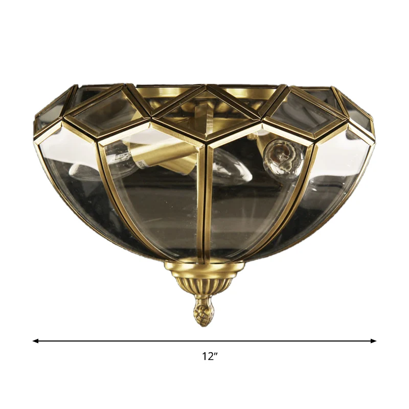Luminaire encastré en verre biseauté transparent en forme de panier, éclairage de plafond traditionnel à 3 lumières Clearhalo
