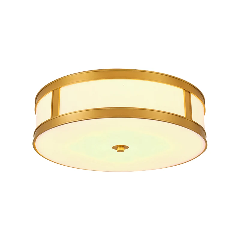 Luminaire encastré en verre blanc à 4 lumières, éclairage de plafond traditionnel à tambour en laiton pour salon, 14 "/ 18...
