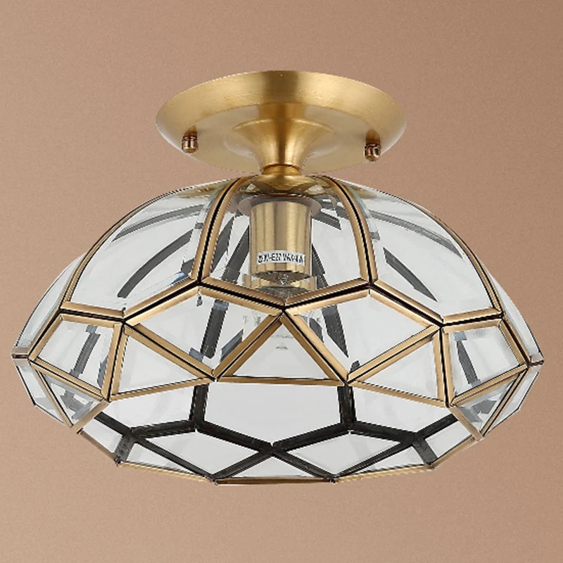 Luminaire en laiton biseauté près du plafond, luminaire traditionnel monté au plafond pour allée en verre Clearhalo