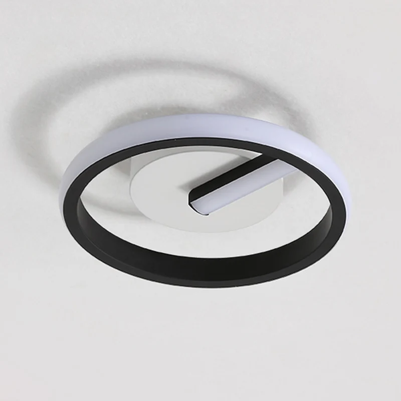 Luminaire LED pour allée proche du plafond, plafonnier noir minimaliste avec abat-jour circulaire en métal Clearhalo