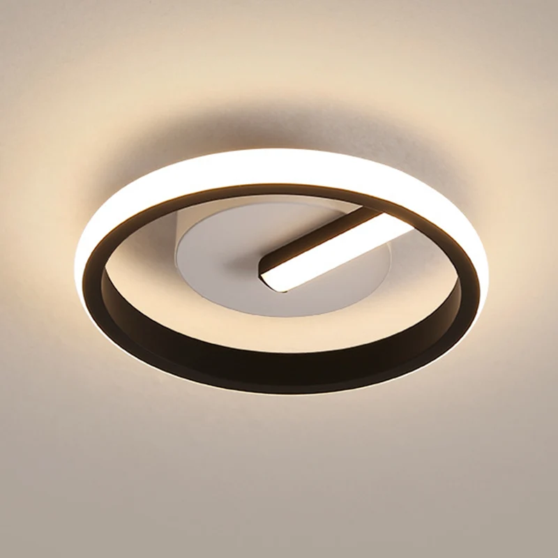 Luminaire LED pour allée proche du plafond, plafonnier noir minimaliste avec abat-jour circulaire en métal Clearhalo