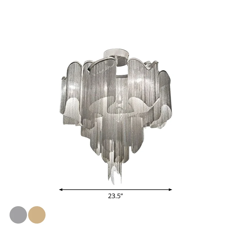 Luminaire de plafond contemporain en aluminium semi-affleurant à LED pour salon tordu Clearhalo