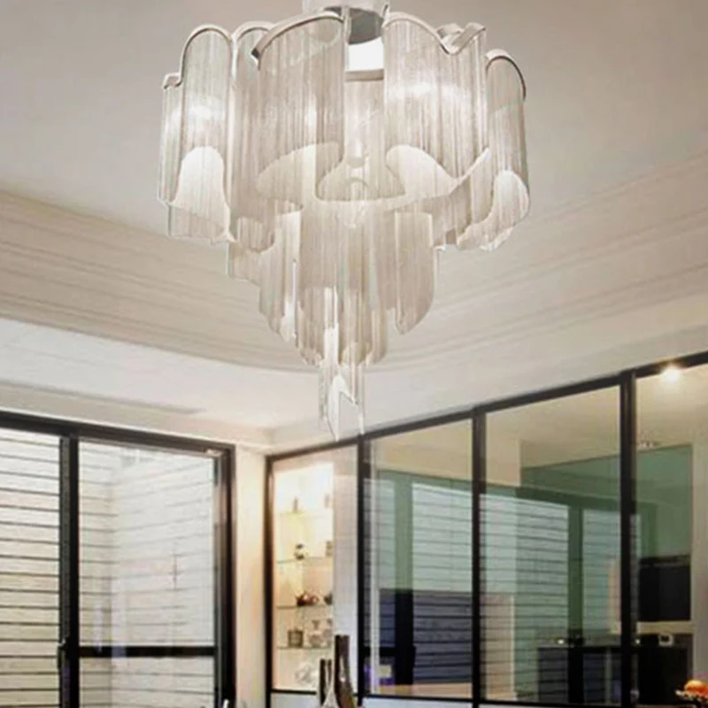 Luminaire de plafond contemporain en aluminium semi-affleurant à LED pour salon tordu Clearhalo