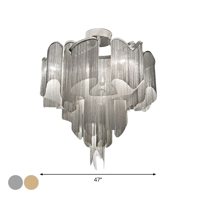 Luminaire de plafond contemporain en aluminium semi-affleurant à LED pour salon tordu Clearhalo
