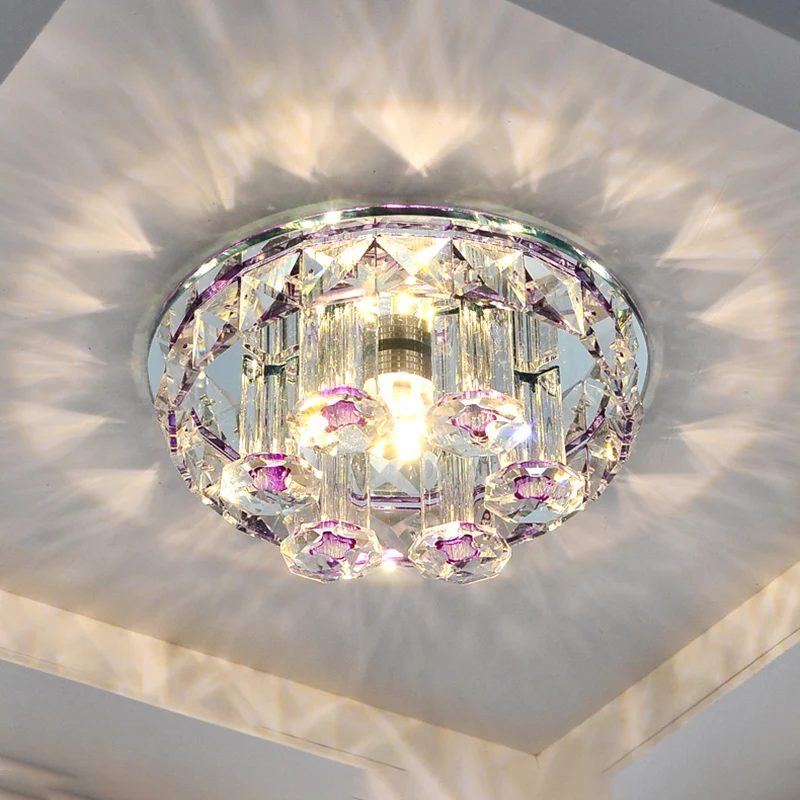 Luminaire de plafond encastré rond en cristal optique prismatique, minimalisme, luminaire de plafond à LED transparent Cle...