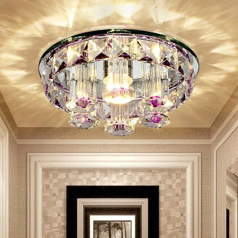 Luminaire de plafond encastré rond en cristal optique prismatique, minimalisme, luminaire de plafond à LED transparent Cle...