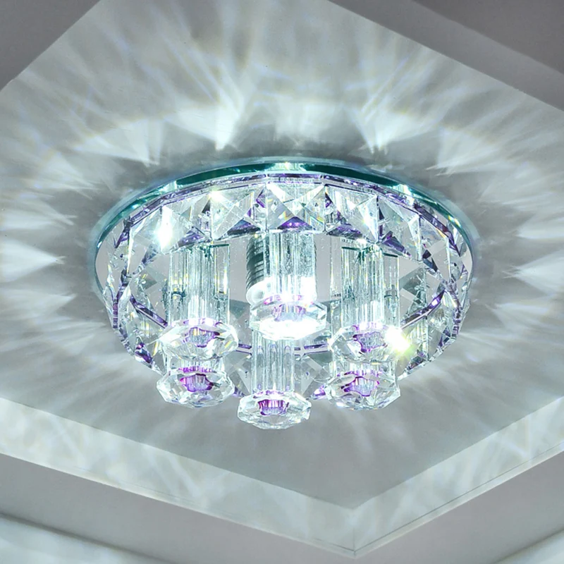 Luminaire de plafond encastré rond en cristal optique prismatique, minimalisme, luminaire de plafond à LED transparent Cle...