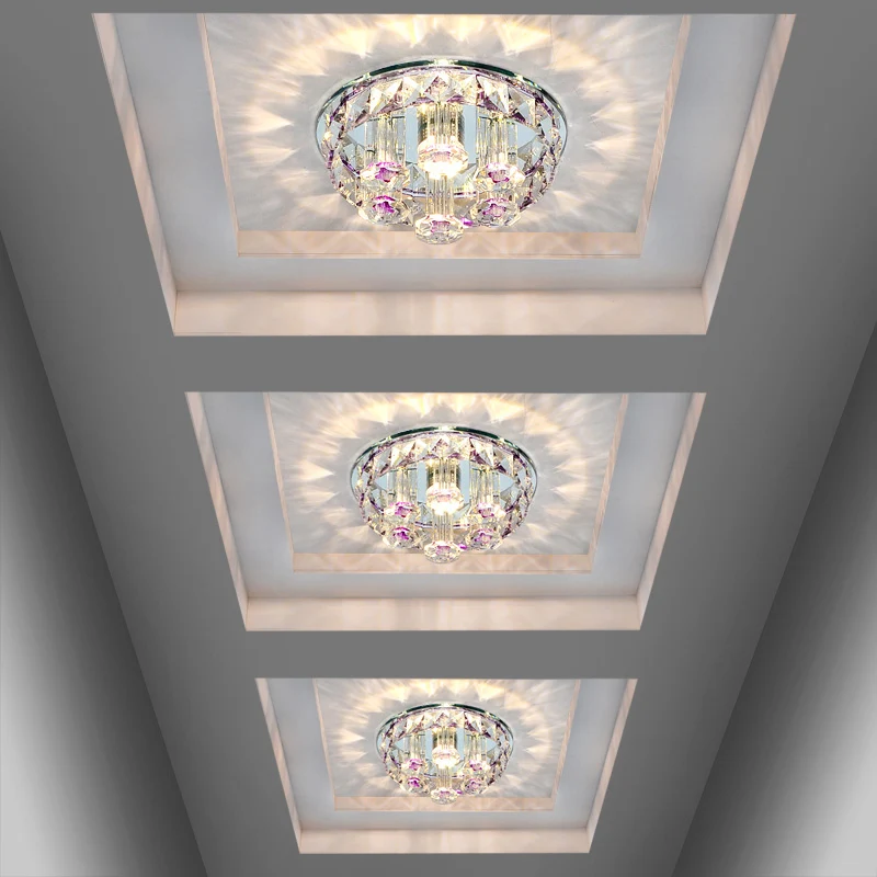 Luminaire de plafond encastré rond en cristal optique prismatique, minimalisme, luminaire de plafond à LED transparent Cle...