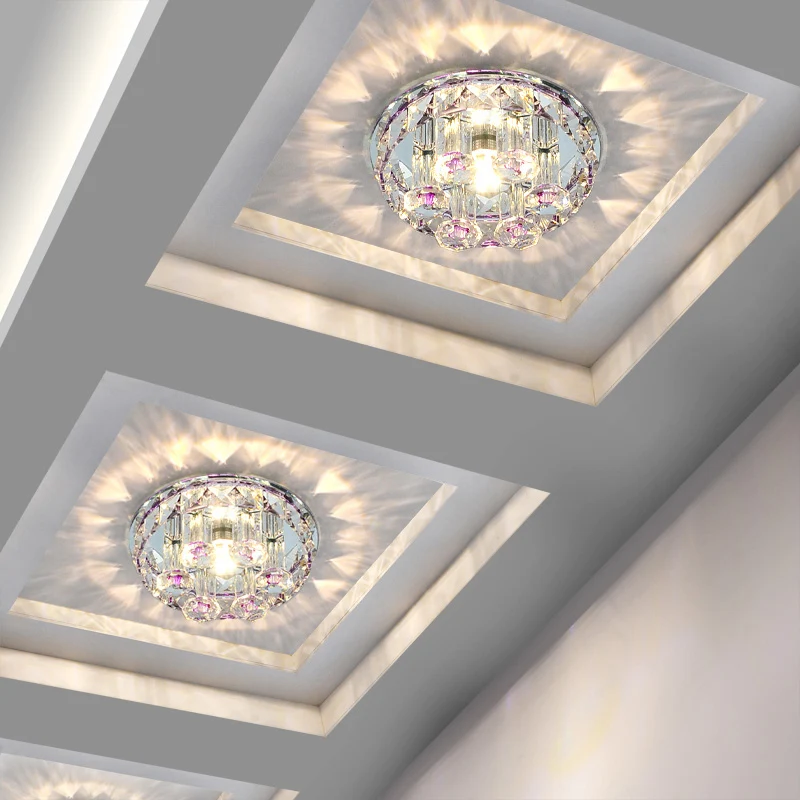 Luminaire de plafond encastré rond en cristal optique prismatique, minimalisme, luminaire de plafond à LED transparent Cle...
