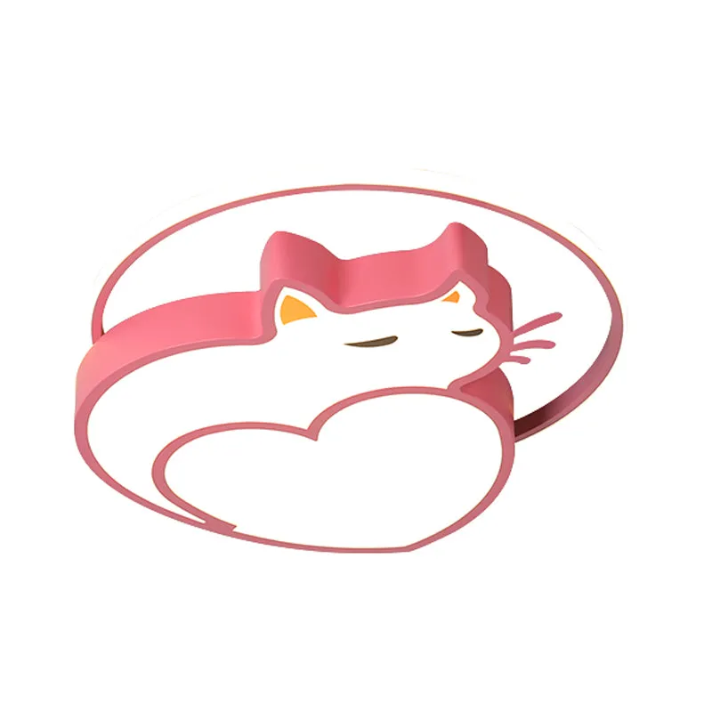 Luminaire de plafond en forme de chat rose, éclairage encastré LED en acrylique de Style enfants avec anneau pour chambre...