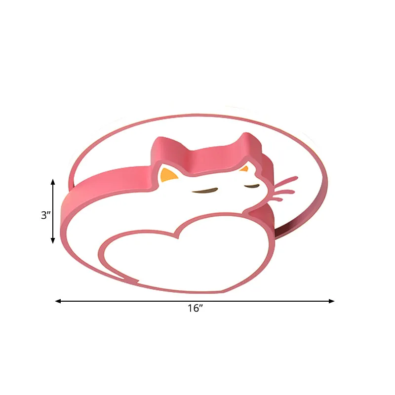 Luminaire de plafond en forme de chat rose, éclairage encastré LED en acrylique de Style enfants avec anneau pour chambre...