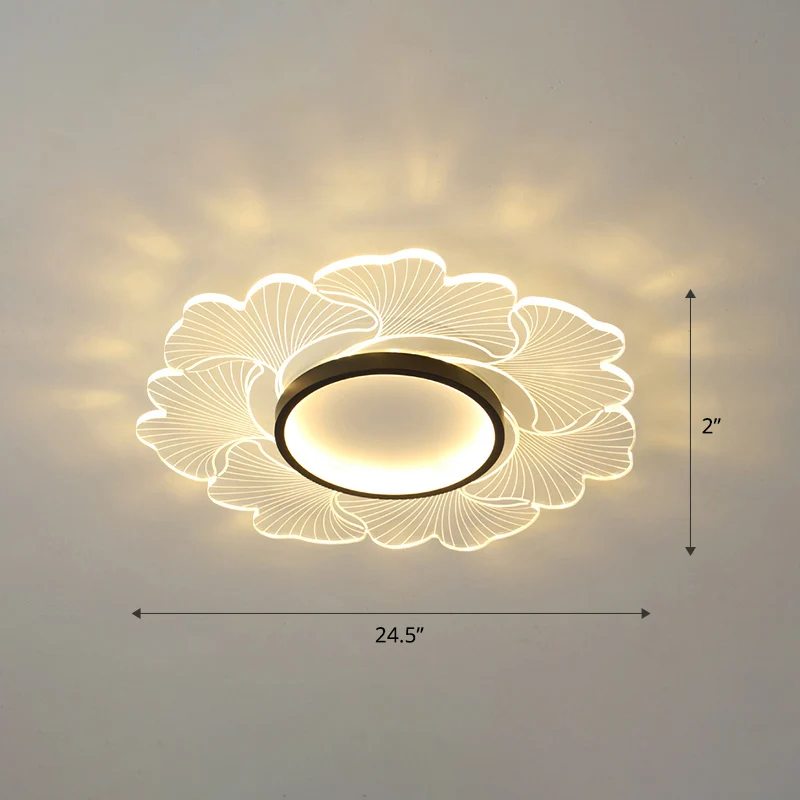 Luminaire de plafond en forme de fleur en acrylique, montage encastré à LED de Style moderne pour chambre à coucher Clearhalo