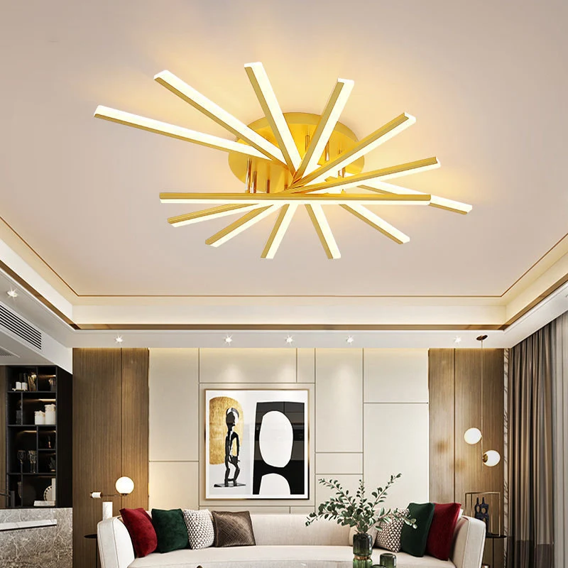 Luminaire de plafond moderne en acrylique semi-affleurant à LED en forme d'éventail pour salon Clearhalo