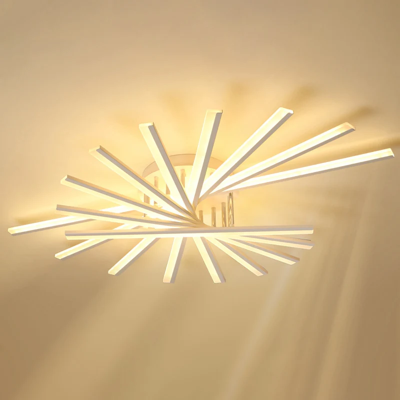 Luminaire de plafond moderne en acrylique semi-affleurant à LED en forme d'éventail pour salon Clearhalo