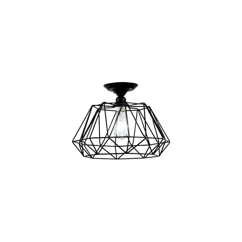 Luminaire semi-affleurant de forme géométrique à une lumière, luminaire industriel en métal noir avec cage Clearhalo